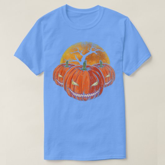満月の不気味なハロウィーンの衣装ハロウィーンのカボチャのちょうちん Tシャツ (デザイン正面)