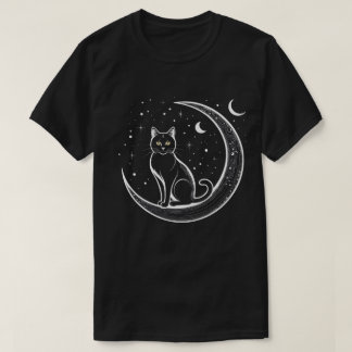 満月の中に立つ魅惑の猫 Tシャツ