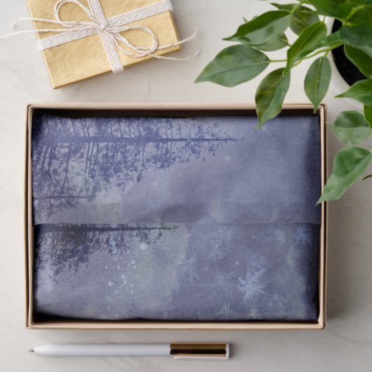 満月の冬の松の木の森の切り離し 薄葉紙 (ギフト)