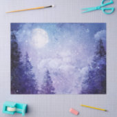 満月の冬の紫の森のデコページ 薄葉紙 (クラフト)
