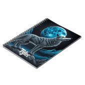 満月の前に立つ狼 | AIアート ノートブック (左側)