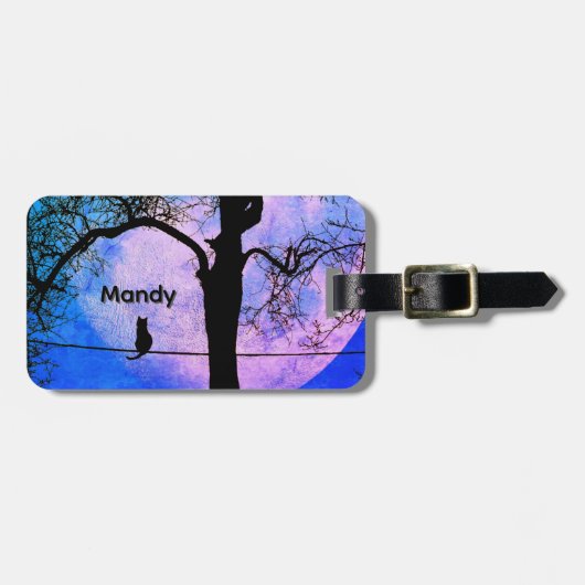 満月の名前の黒猫 ラゲッジタグ (正面横)