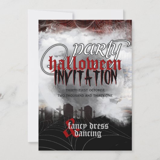 満月の墓地の夢のハロウィンパーティーの招待状 招待状 (正面)