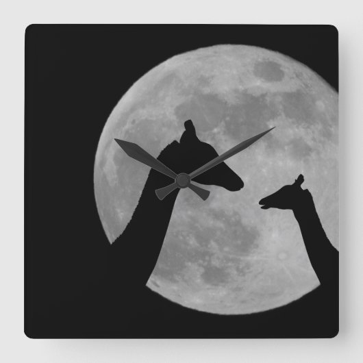 満月の夜にギラフェス スクエア壁時計 (正面)