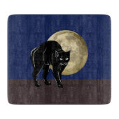 満月の夜にハロウィーンで遊ぶ黒猫 カッティングボード (正面)