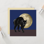 満月の夜にハロウィーンで遊ぶ黒猫 カード (正面/裏面インサイチュ)