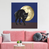 満月の夜にハロウィーンで遊ぶ黒猫 キャンバスプリント (インサイチュ (リビング))