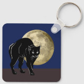 満月の夜にハロウィーンで遊ぶ黒猫 キーホルダー (裏面)