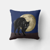 満月の夜にハロウィーンで遊ぶ黒猫 クッション (裏面)