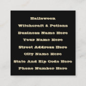 満月の夜にハロウィーンで遊ぶ黒猫 スクエア名刺 (裏面)