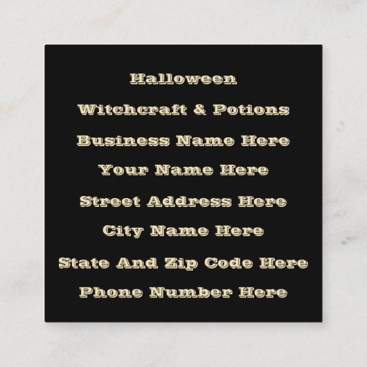 満月の夜にハロウィーンで遊ぶ黒猫 スクエア名刺 (裏面)