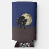 満月の夜にハロウィーンで遊ぶ黒猫 スリム缶クーラー (裏面)