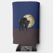 満月の夜にハロウィーンで遊ぶ黒猫 スリム缶クーラー (正面)