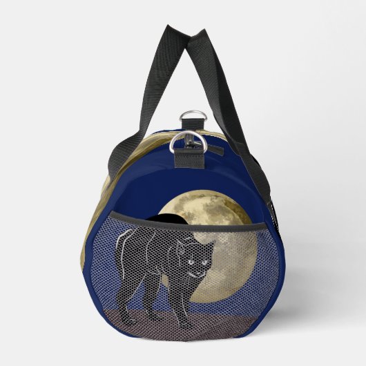 満月の夜にハロウィーンで遊ぶ黒猫 ダッフルバッグ (右)