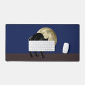 満月の夜にハロウィーンで遊ぶ黒猫 デスクマット (キーボード&マウス)