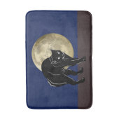 満月の夜にハロウィーンで遊ぶ黒猫 バスマット (正面縦)