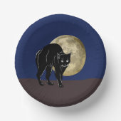 満月の夜にハロウィーンで遊ぶ黒猫 ペーパーボウル (正面)