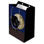 満月の夜にハロウィーンで遊ぶ黒猫 ミディアムペーパーバッグ (裏面アングル)