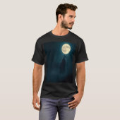 満月の夜に吠える狼 Tシャツ (正面フル)