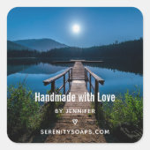 満月の夜に愛の桟橋で手作り スクエアシール (正面)