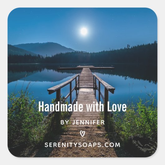 満月の夜に愛の桟橋で手作り スクエアシール (正面)