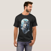 満月の夜に遠吠えするオオカミのグラフィック , Tシャツ (正面フル)