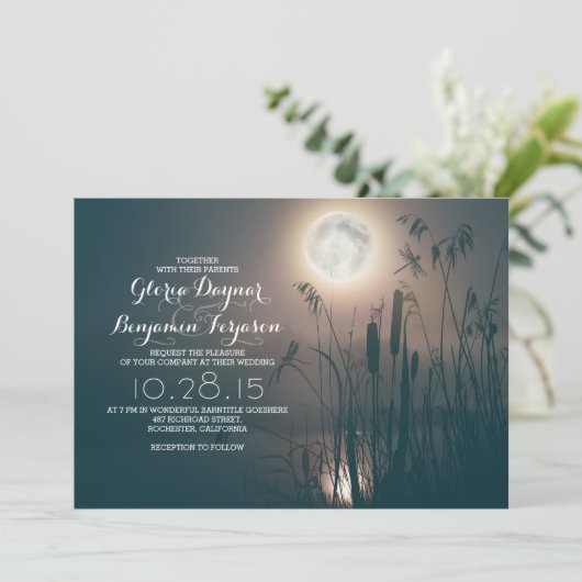 満月の夜のトンボと水の草結婚の 招待状 (スタンド正面)