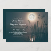 満月の夜のトンボと水の草結婚の 招待状 (正面/裏面)