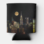 満月の夜のニューヨークのスカイライン 缶クーラー (正面)