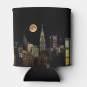 満月の夜のニューヨークのスカイライン 缶クーラー (裏面)