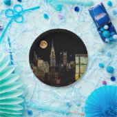 満月の夜のニューヨークスカイライン ペーパープレート (パーティー)