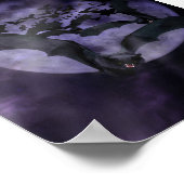 満月の夜のハロウィーンこうもり ポスター (角)