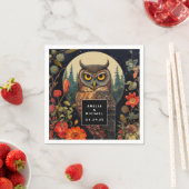 満月の夜のフクロウ結婚ル スタンダードカクテルナプキン (インサイチュ)