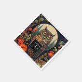 満月の夜のフクロウ結婚ル スタンダードカクテルナプキン (角)