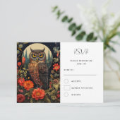 満月の夜のフクロウ結婚ル 出欠カード (スタンド正面)