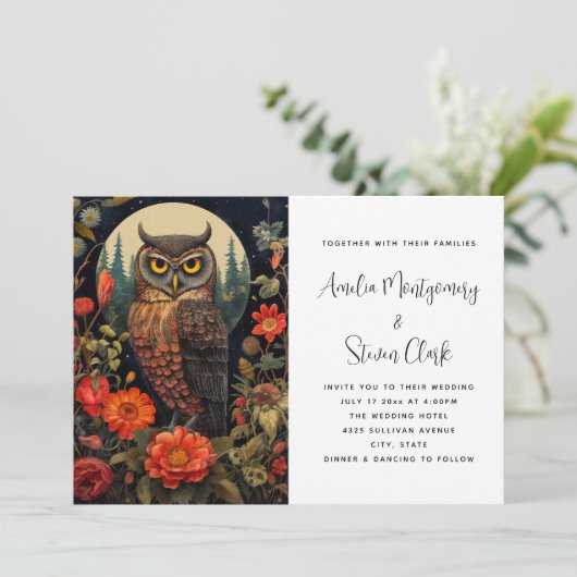 満月の夜のフクロウ結婚ル 招待状 (スタンド正面)