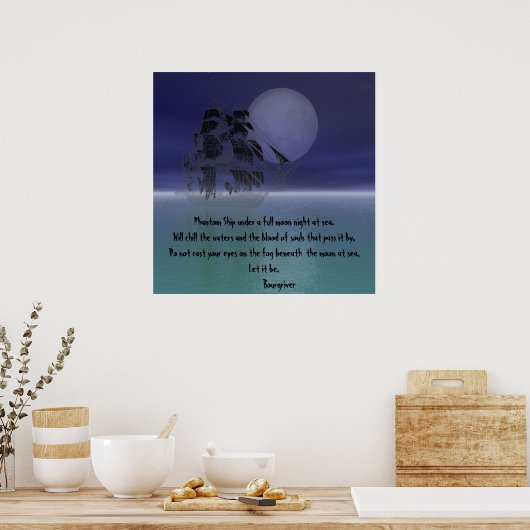 満月の夜の下のファントム船。 ポスター (キッチン)