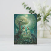 満月の夜の木の下の二人の女性 ポストカード (スタンド正面)