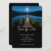 満月の夜の桟橋での結婚式 セーブザデート (正面/裏面)