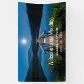 満月の夜の桟橋での結婚式 横断幕 (縦)