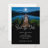 満月の夜の桟橋で セーブ・ザ・デート インビテーションポストカード (正面/裏面)