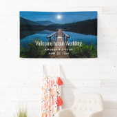 満月の夜の湖畔の結婚式 横断幕 (インサイチュ)