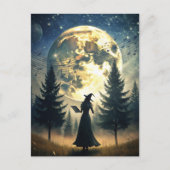 満月の夜の魔女 魔法の夜 ポストカード (正面)