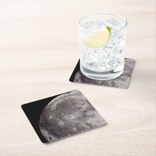 満月の天文学イメージの曲線 スクエアペーパーコースター (インサイチュ)