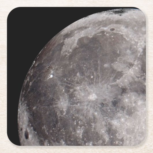 満月の天文学イメージの曲線 スクエアペーパーコースター (正面)