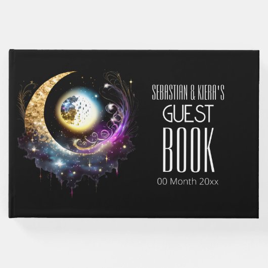 満月の天黒マゼンタ星空の夜 ゲストブック (正面)
