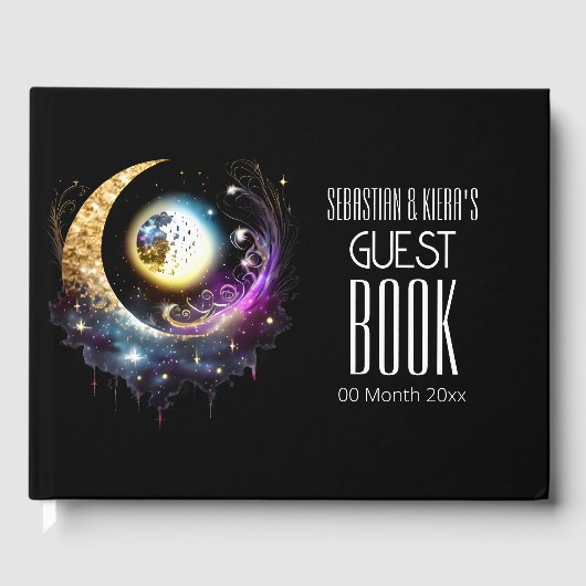 満月の天黒マゼンタ星空の夜 ゲストブック (正面)
