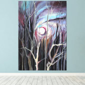 満月の寒い冬絵画の夜 キャンバスプリント (インサイチュ (ウッドフロア))