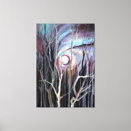 満月の寒い冬絵画の夜 キャンバスプリント