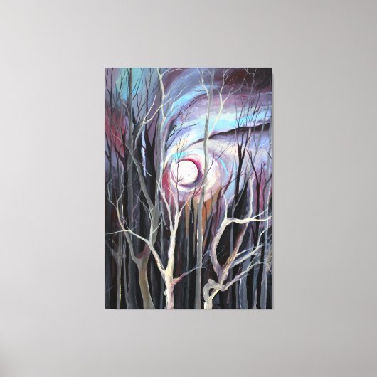 満月の寒い冬絵画の夜 キャンバスプリント (正面)